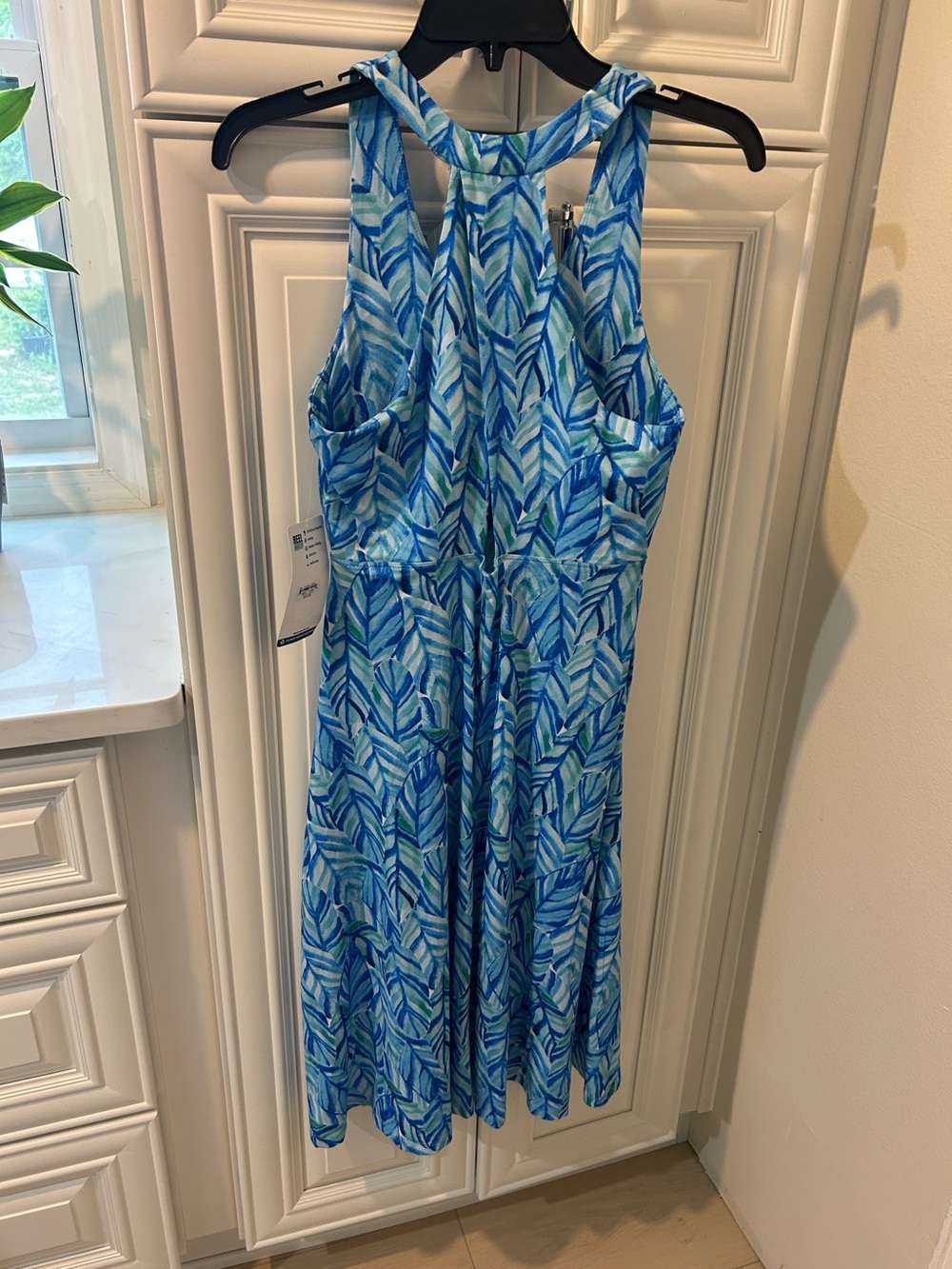 Reel Legends Blue & Teal Leaf-Print Racerback Midi Dress